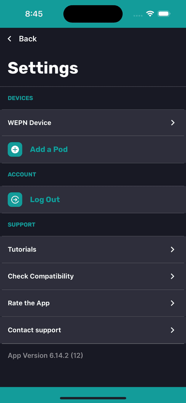 WEPN App Settings Screen